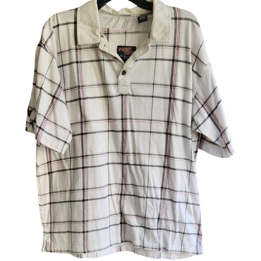 Point Zero Alternative Movement White Black Checkered 100 Cotton Men's XXL Shirt